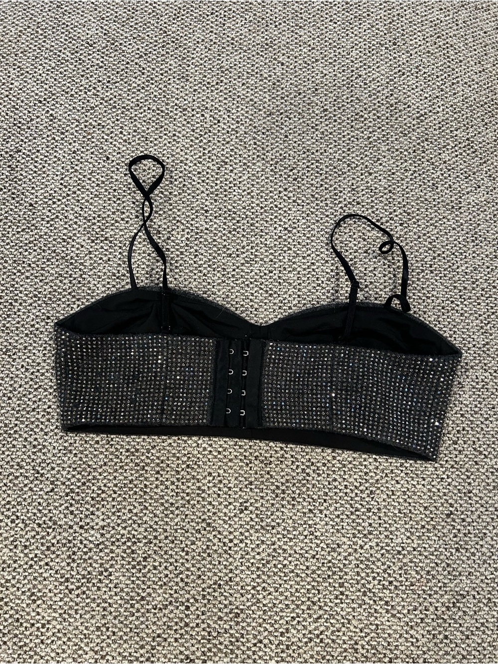 Black Rhinestone Bandeau Camisole with Adjustable Straps